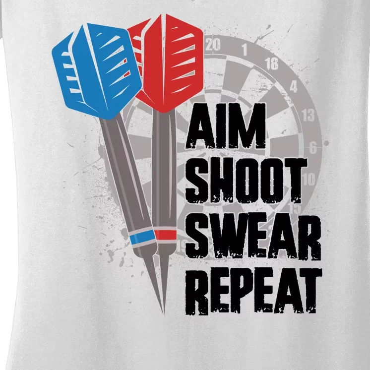 Aim Shoot Swear Repeat Dart Game Women's V-Neck T-Shirt