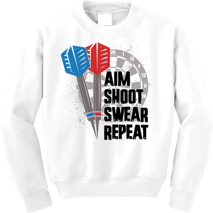 Aim Shoot Swear Repeat Dart Game Kids Sweatshirt