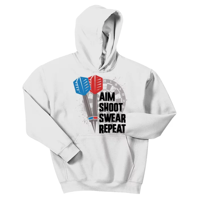 Aim Shoot Swear Repeat Dart Game Kids Hoodie