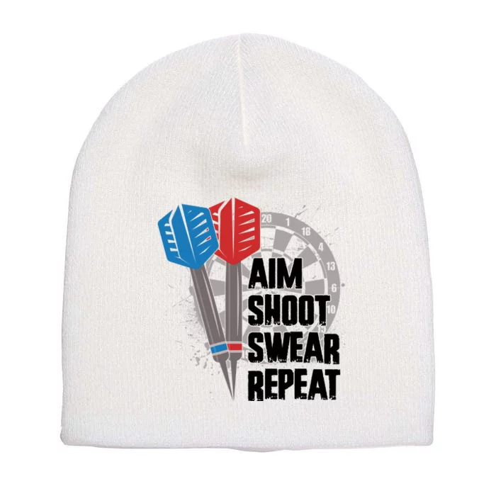 Aim Shoot Swear Repeat Dart Game Short Acrylic Beanie