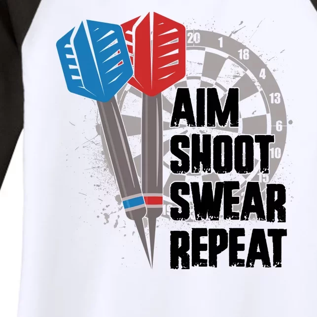 Aim Shoot Swear Repeat Dart Game Women's Tri-Blend 3/4-Sleeve Raglan Shirt