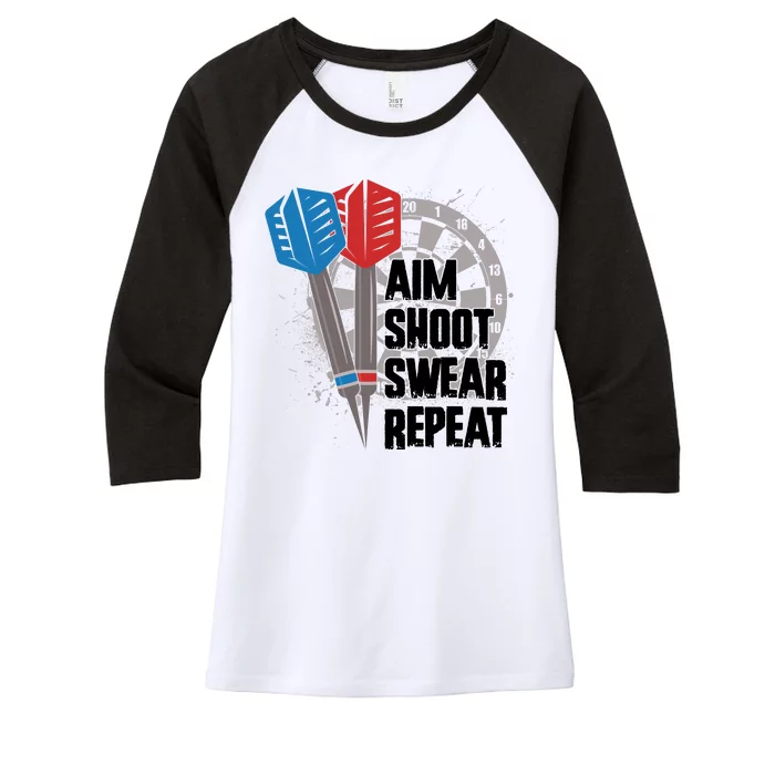 Aim Shoot Swear Repeat Dart Game Women's Tri-Blend 3/4-Sleeve Raglan Shirt