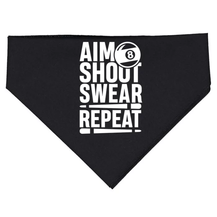 Aim Shoot Swear Repeat 8 Pool Billiard Sport Game Gift USA-Made Doggie Bandana