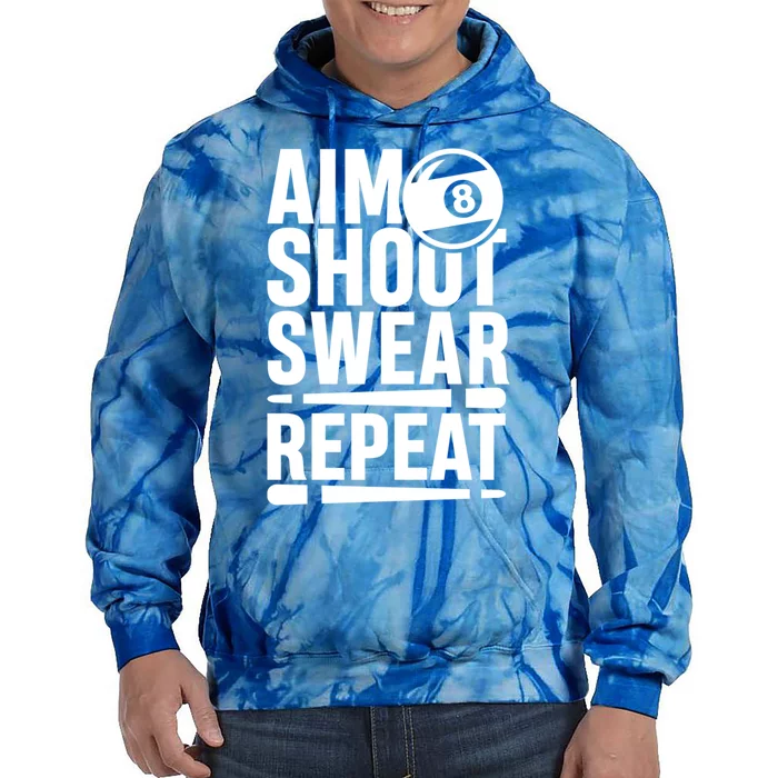 Aim Shoot Swear Repeat 8 Pool Billiard Sport Game Gift Tie Dye Hoodie