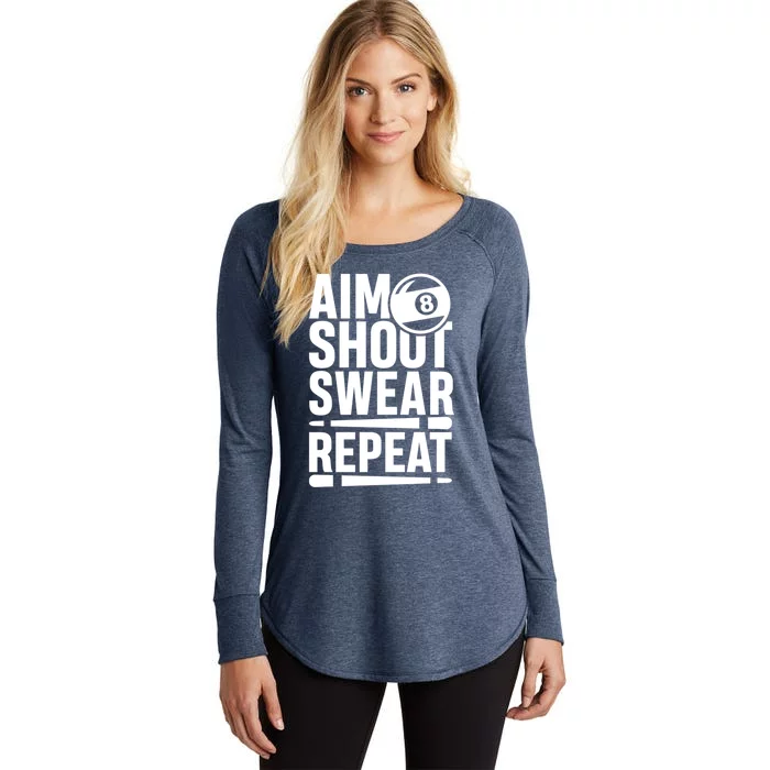 Aim Shoot Swear Repeat 8 Pool Billiard Sport Game Gift Women's Perfect Tri Tunic Long Sleeve Shirt