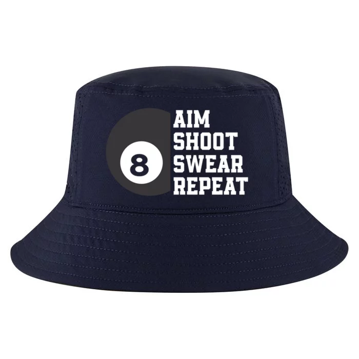 Aim Shoot Swear Repeat Funny Billiard Pool Billiards Snooker Cool Gift Cool Comfort Performance Bucket Hat