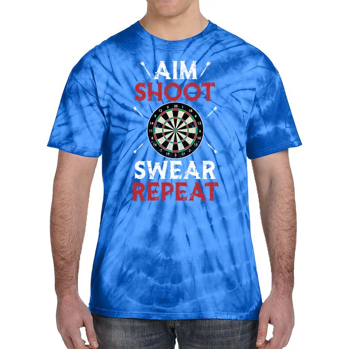 Aim Shoot Swear Repeat Bullseye Dartboard Team Funny Dart Cool Gift Tie-Dye T-Shirt