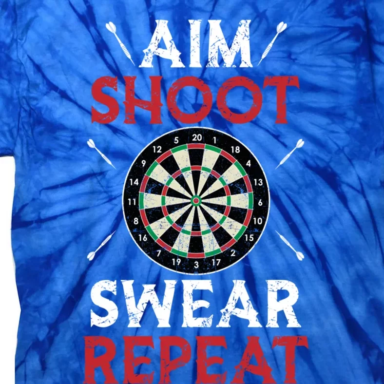 Aim Shoot Swear Repeat Bullseye Dartboard Team Funny Dart Cool Gift Tie-Dye T-Shirt