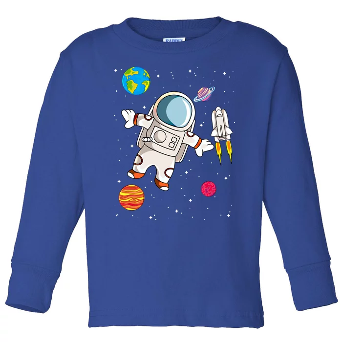 Astronaut Space Science Rocket Ship Gift Toddler Long Sleeve Shirt