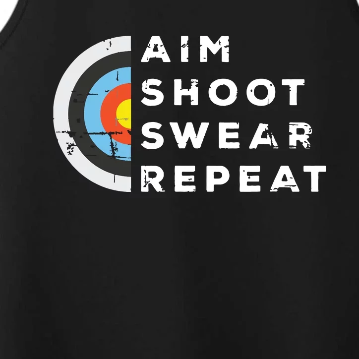 Aim Shoot Swear Repeat Archery Costume Archer Gift Archery Performance Tank