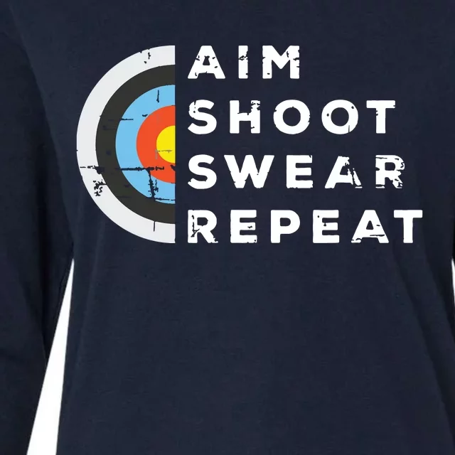 Aim Shoot Swear Repeat Archery Costume Archer Gift Archery Womens Cotton Relaxed Long Sleeve T-Shirt