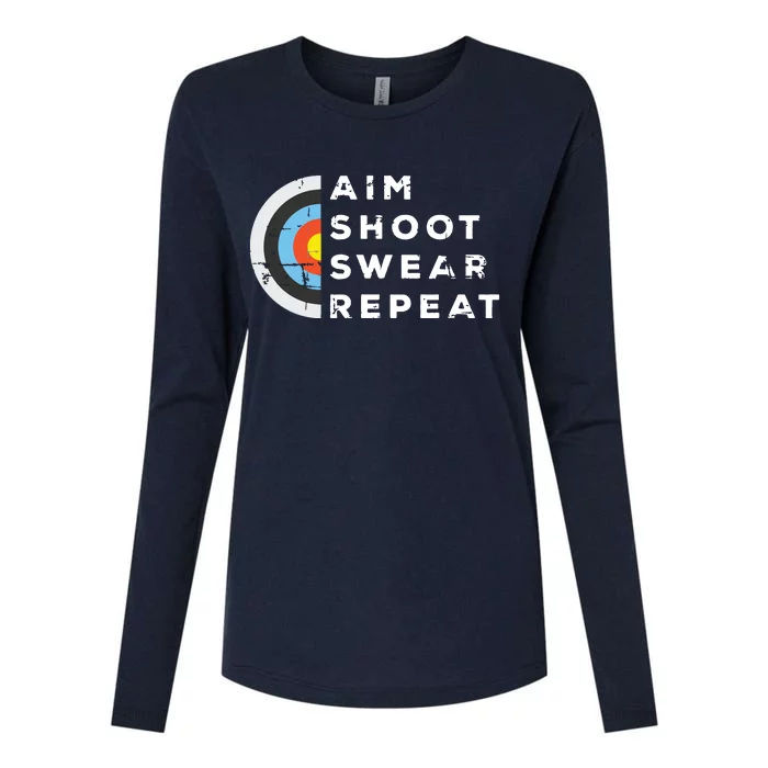 Aim Shoot Swear Repeat Archery Costume Archer Gift Archery Womens Cotton Relaxed Long Sleeve T-Shirt