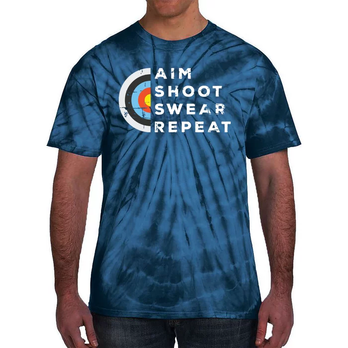 Aim Shoot Swear Repeat Archery Costume Archer Gift Archery Tie-Dye T-Shirt