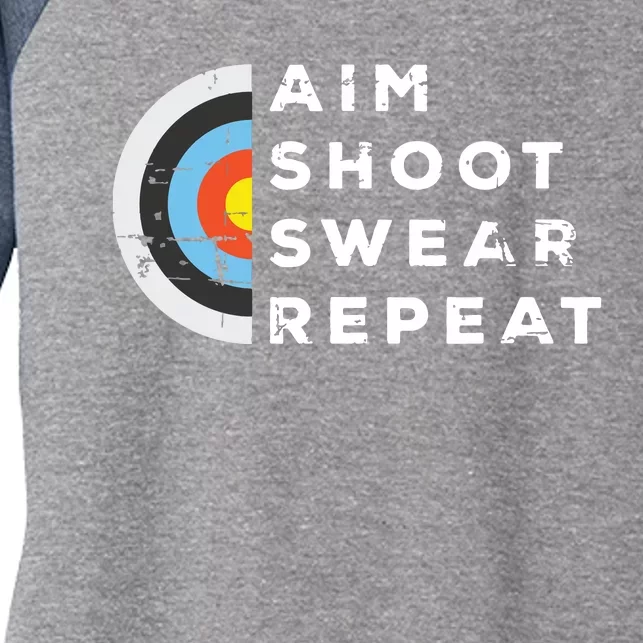 Aim Shoot Swear Repeat Archery Costume Archer Gift Archery Women's Tri-Blend 3/4-Sleeve Raglan Shirt