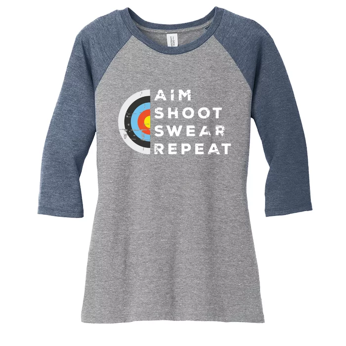 Aim Shoot Swear Repeat Archery Costume Archer Gift Archery Women's Tri-Blend 3/4-Sleeve Raglan Shirt