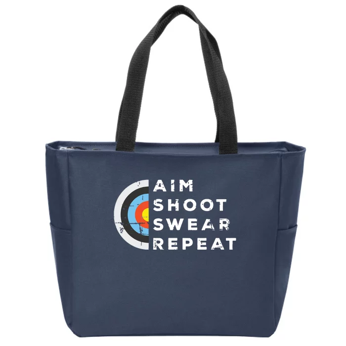 Aim Shoot Swear Repeat Archery Costume Archer Gift Archery Zip Tote Bag