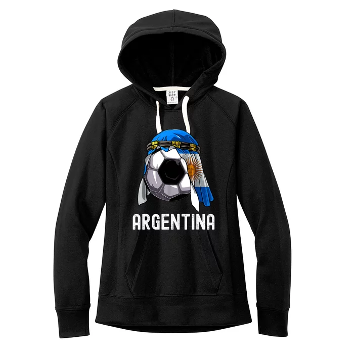 Argentina Soccer Support Team Jersey Argentinian Flag Women's Fleece Hoodie