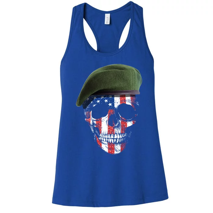 American Soldier Skull Flag 4th Of July Meaningful Gift Women's Racerback Tank