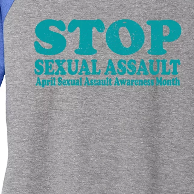 American Stop Sexual Assault April Awareness Month Gift Women's Tri-Blend 3/4-Sleeve Raglan Shirt