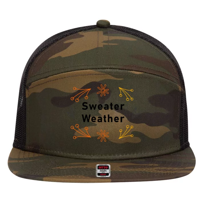 Autumn Season Sweater Weather Theme 7 Panel Mesh Trucker Snapback Hat