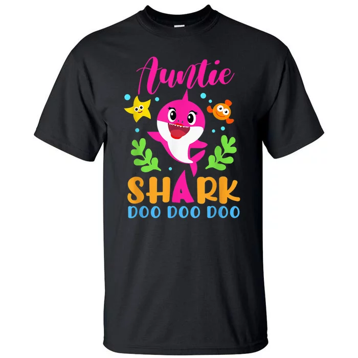 Auntie Shark Shirt Auntie Shark Lover Family Mother's Day Tall T-Shirt