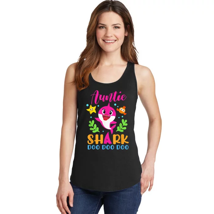 Auntie Shark Shirt Auntie Shark Lover Family Mother's Day Ladies Essential Tank