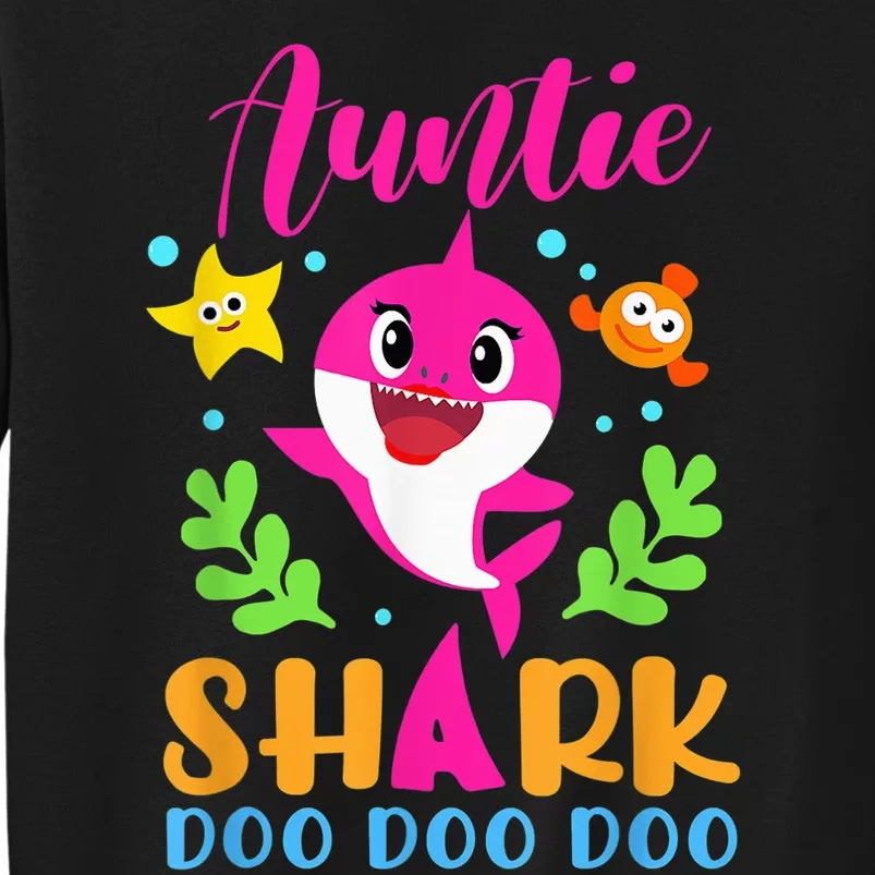 Auntie Shark Shirt Auntie Shark Lover Family Mother's Day Tall Sweatshirt