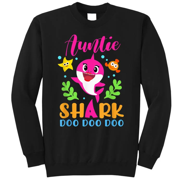 Auntie Shark Shirt Auntie Shark Lover Family Mother's Day Tall Sweatshirt