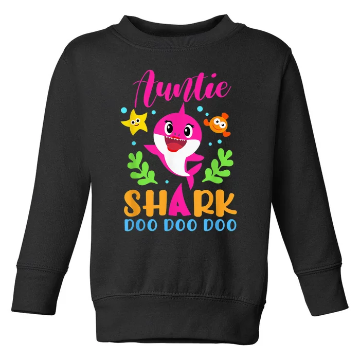 Auntie Shark Shirt Auntie Shark Lover Family Mother's Day Toddler Sweatshirt