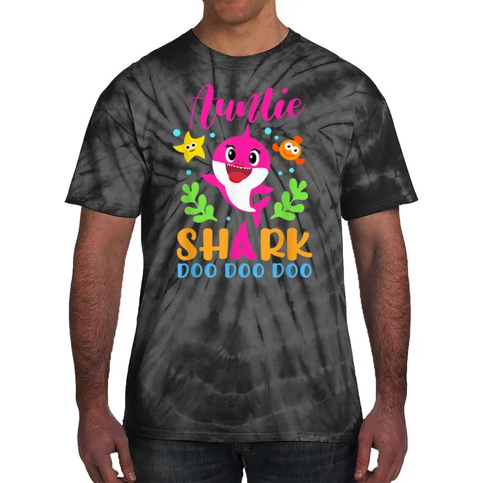 Auntie Shark Shirt Auntie Shark Lover Family Mother's Day Tie-Dye T-Shirt