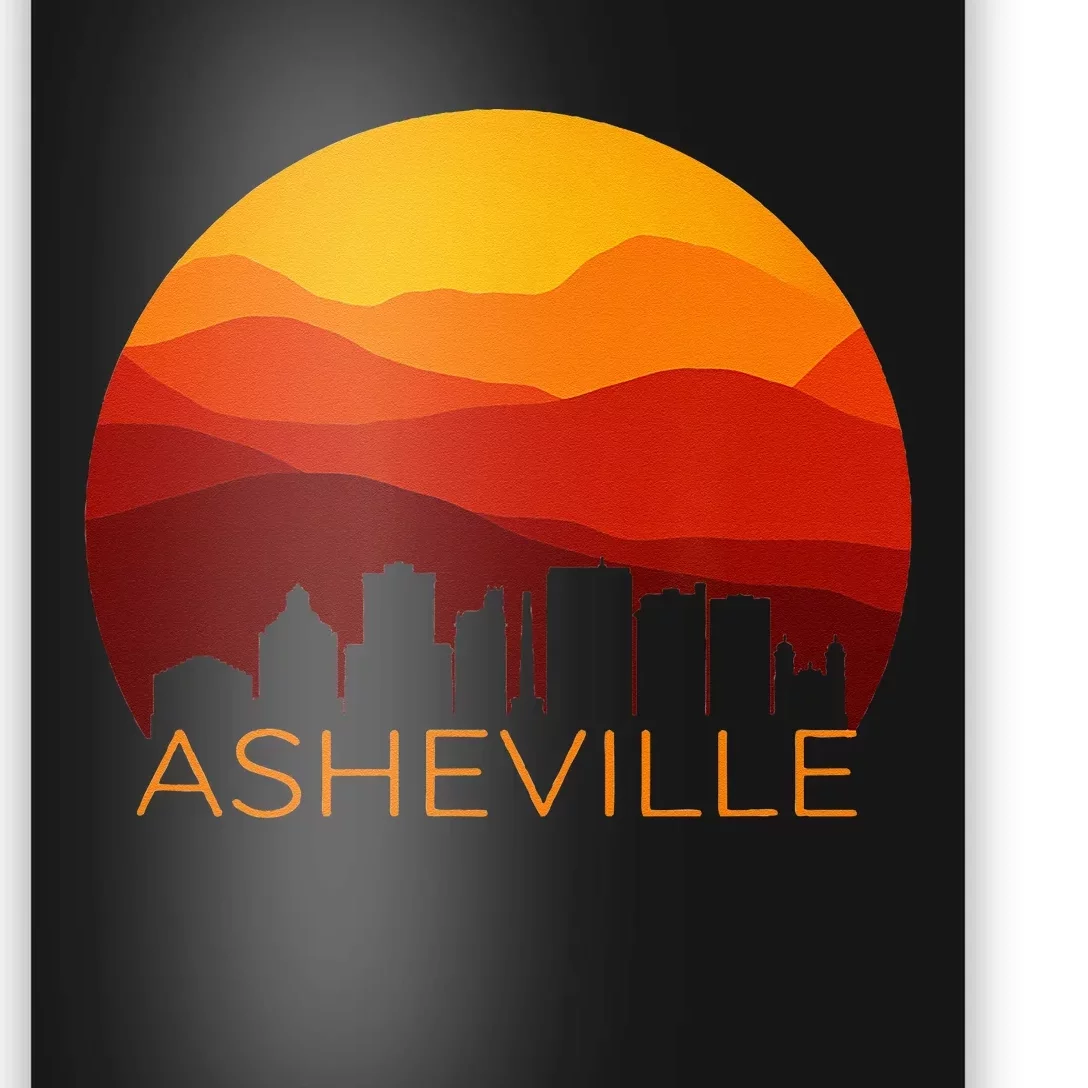 Asheville Sunset Silhouette Art Blue Ridge Mountains NC Gift Poster