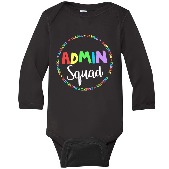 Admin Squad School Assistant Principal Crew Administrator Baby Long Sleeve Bodysuit