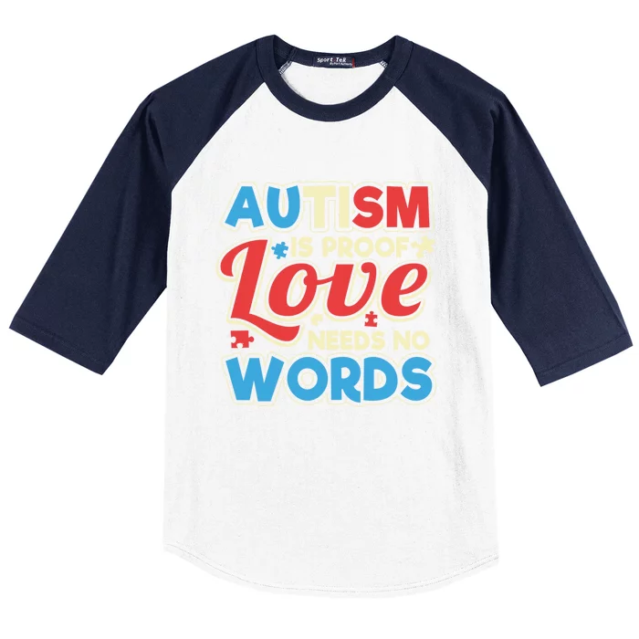 Autism Spectrum Support Love Needs No Words Parent Design Gift Baseball Sleeve Shirt