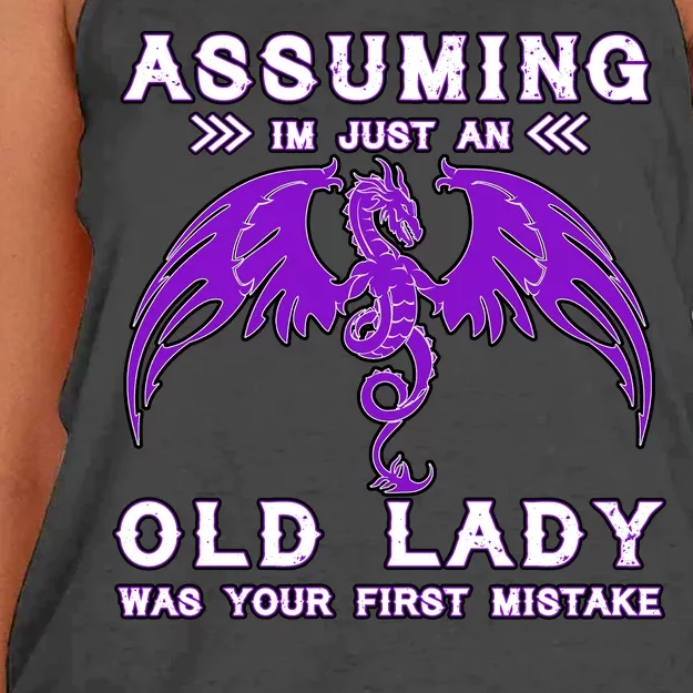 Assuming I'm Just An Old Lady Was Your First Mistake Women's Knotted Racerback Tank