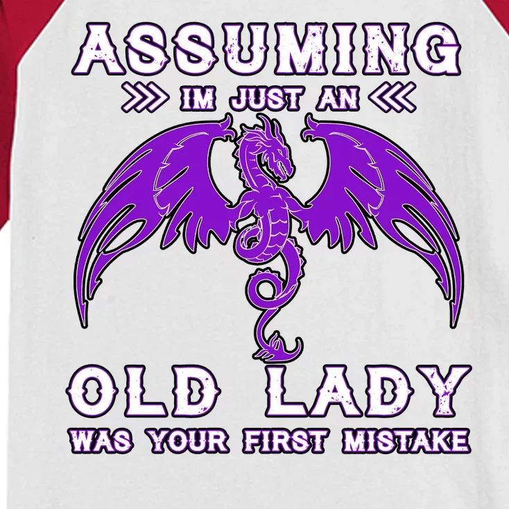 Assuming I'm Just An Old Lady Was Your First Mistake Kids Colorblock Raglan Jersey