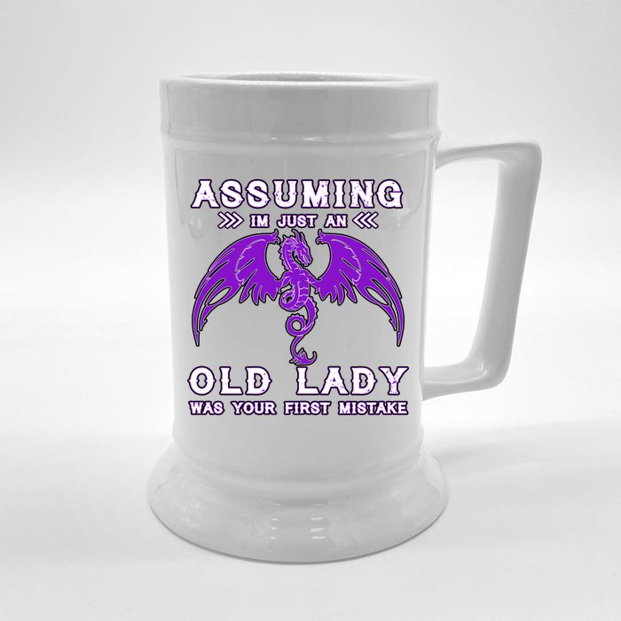 Assuming I'm Just An Old Lady Was Your First Mistake Front & Back Beer Stein