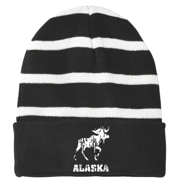 Alaska State The Last Frontier Alaska Home Striped Beanie with Solid Band