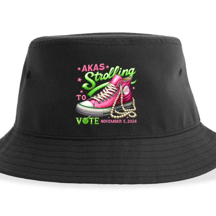 Akas Strolling To Vote November 5 2024 Kamala Harris Design Sustainable Bucket Hat