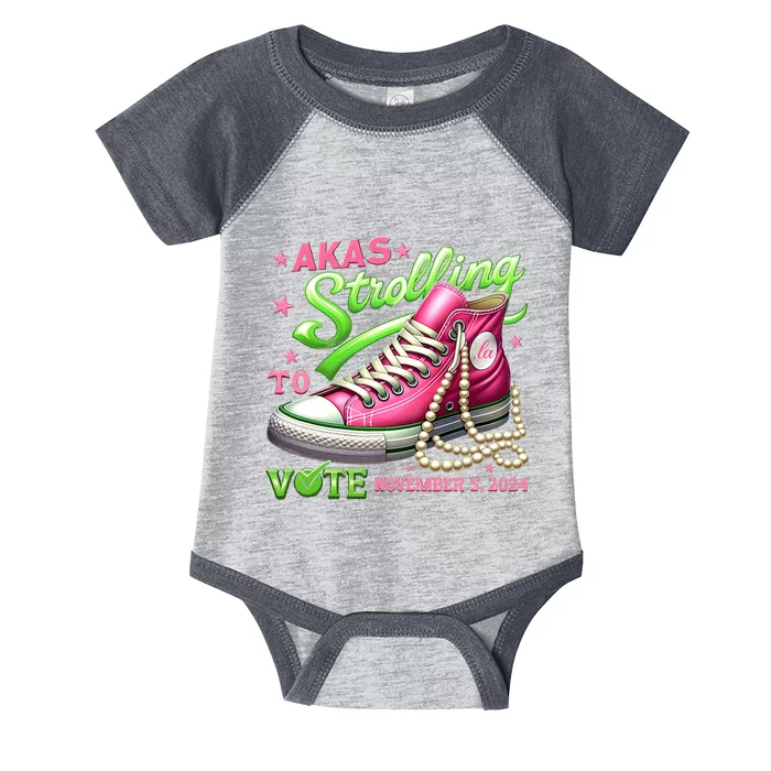 Akas Strolling To Vote November 5 2024 Kamala Harris Design Infant Baby Jersey Bodysuit