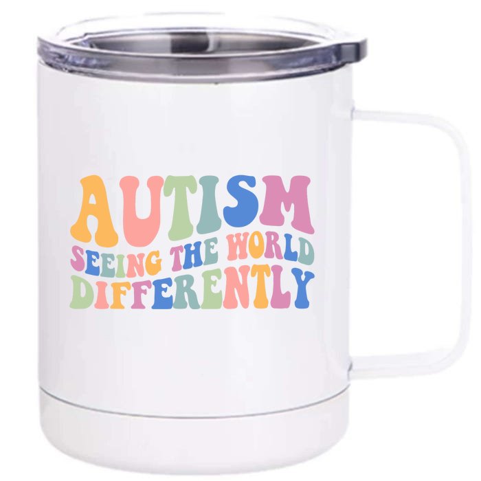 Autism Seeing The World Differently Groovy Front & Back 12oz Stainless Steel Tumbler Cup