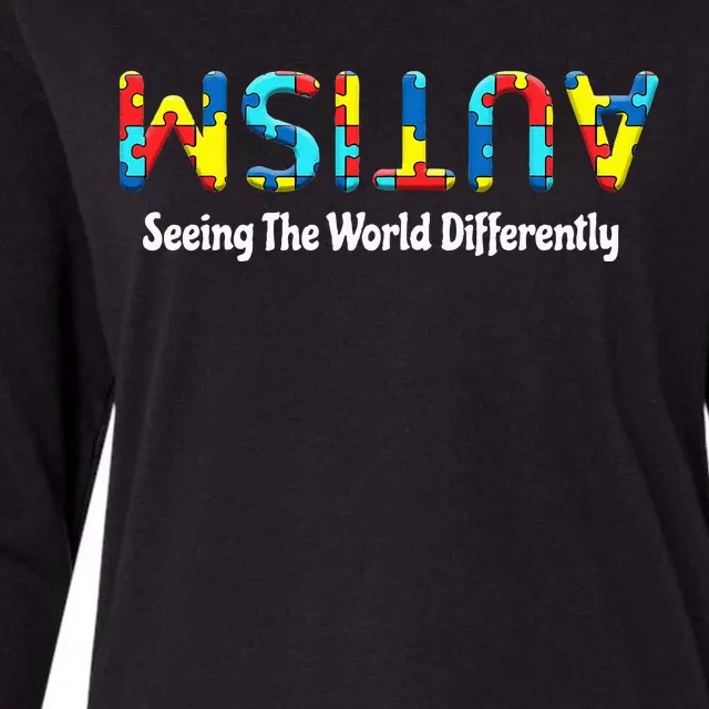 Autism Seeing The World Differently Upside Autism Awareness Womens Cotton Relaxed Long Sleeve T-Shirt