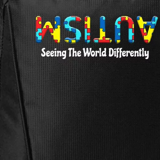 Autism Seeing The World Differently Upside Autism Awareness City Backpack