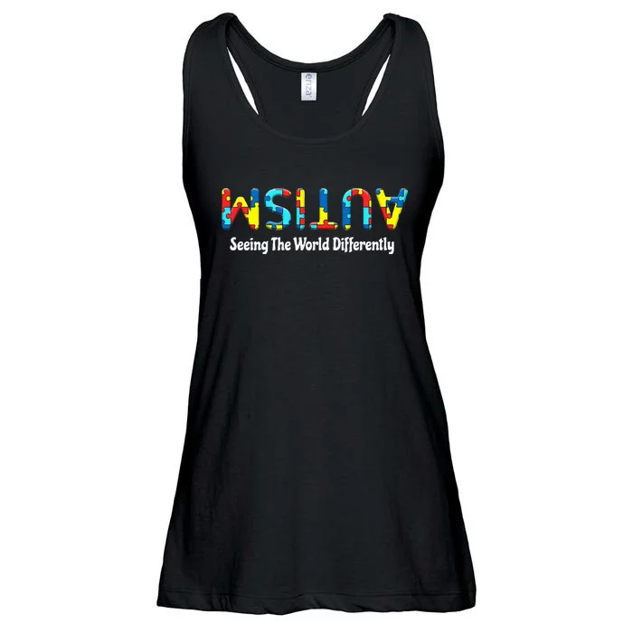 Autism Seeing The World Differently Upside Autism Awareness Ladies Essential Flowy Tank