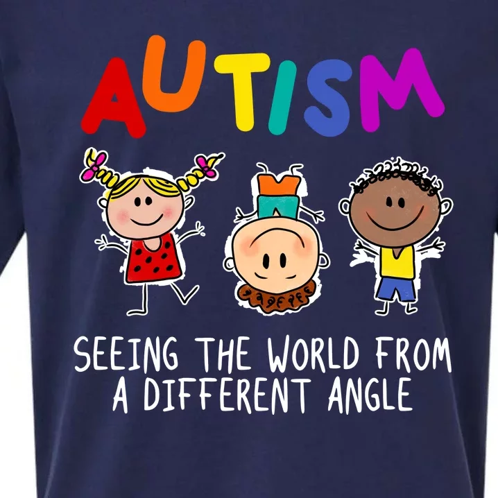 Autism Seeing The World From A Different Angle Cartoon Sueded Cloud Jersey T-Shirt