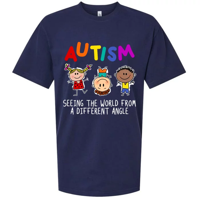 Autism Seeing The World From A Different Angle Cartoon Sueded Cloud Jersey T-Shirt