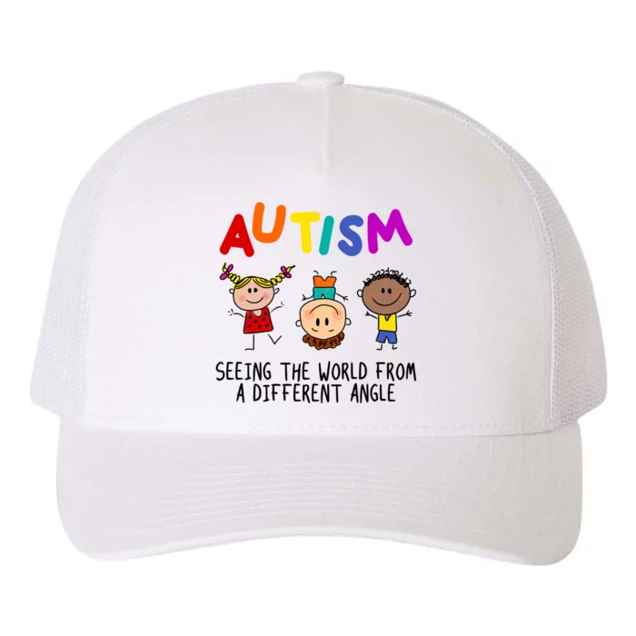 Autism Seeing The World From A Different Angle Cartoon Yupoong Adult 5-Panel Trucker Hat