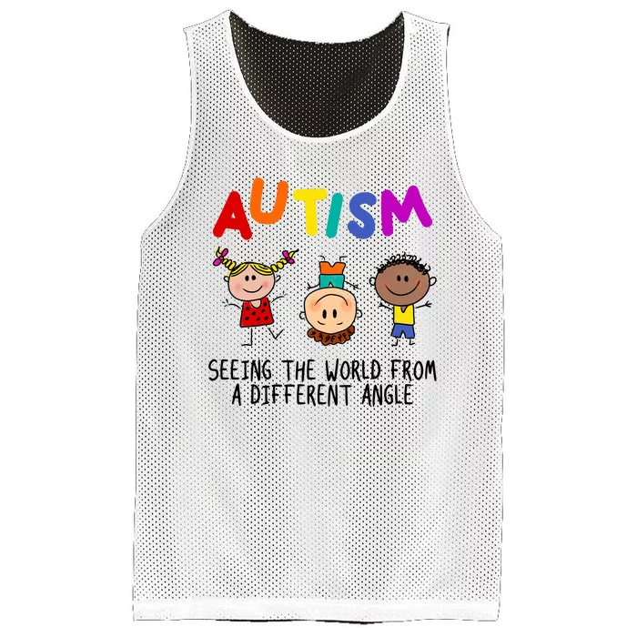 Autism Seeing The World From A Different Angle Cartoon Mesh Reversible Basketball Jersey Tank