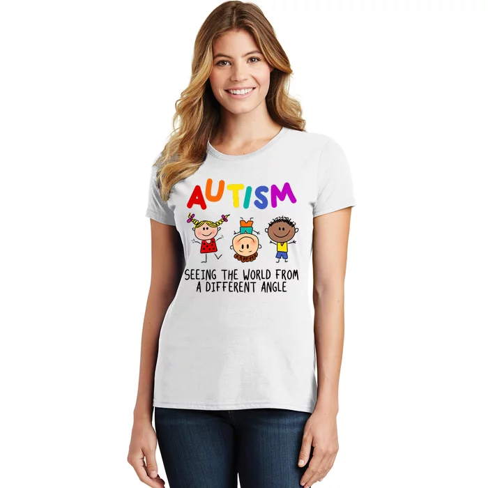 Autism Seeing The World From A Different Angle Cartoon Women's T-Shirt