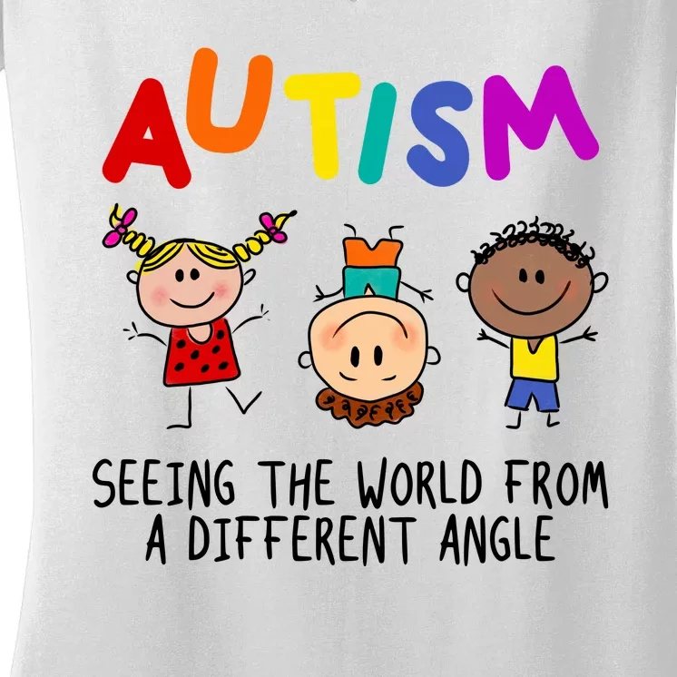 Autism Seeing The World From A Different Angle Cartoon Women's V-Neck T-Shirt