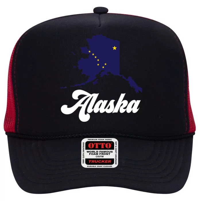 Alaska State The Last Frontier Alaska Home High Crown Mesh Trucker Hat